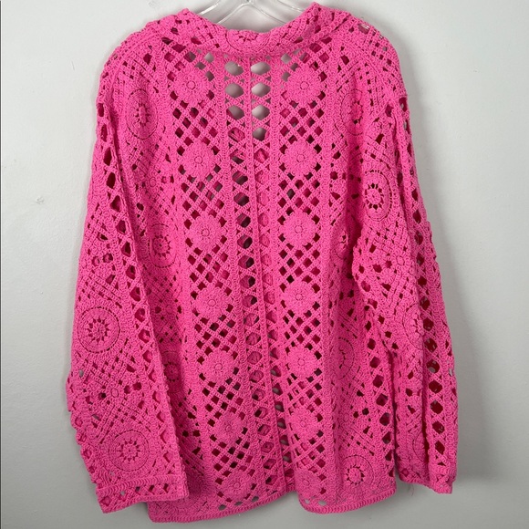 POL Pink Crochet Button-Up Cardigan - Picture 7 of 7